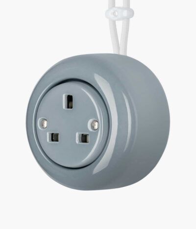 Katy Paty Colona surface mounted porcelain plug socket in grey
